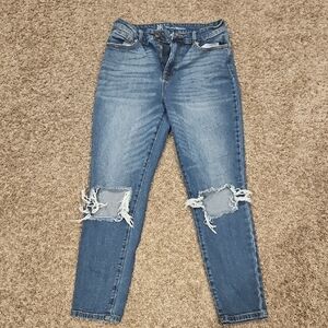 Stylish Blue Distressed Women's Jeans